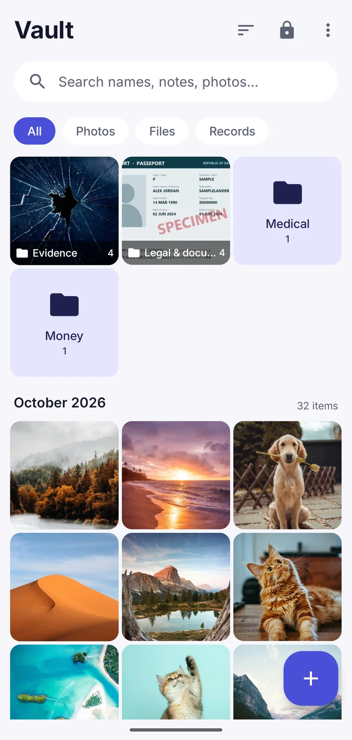 Folders brought across into Vault This